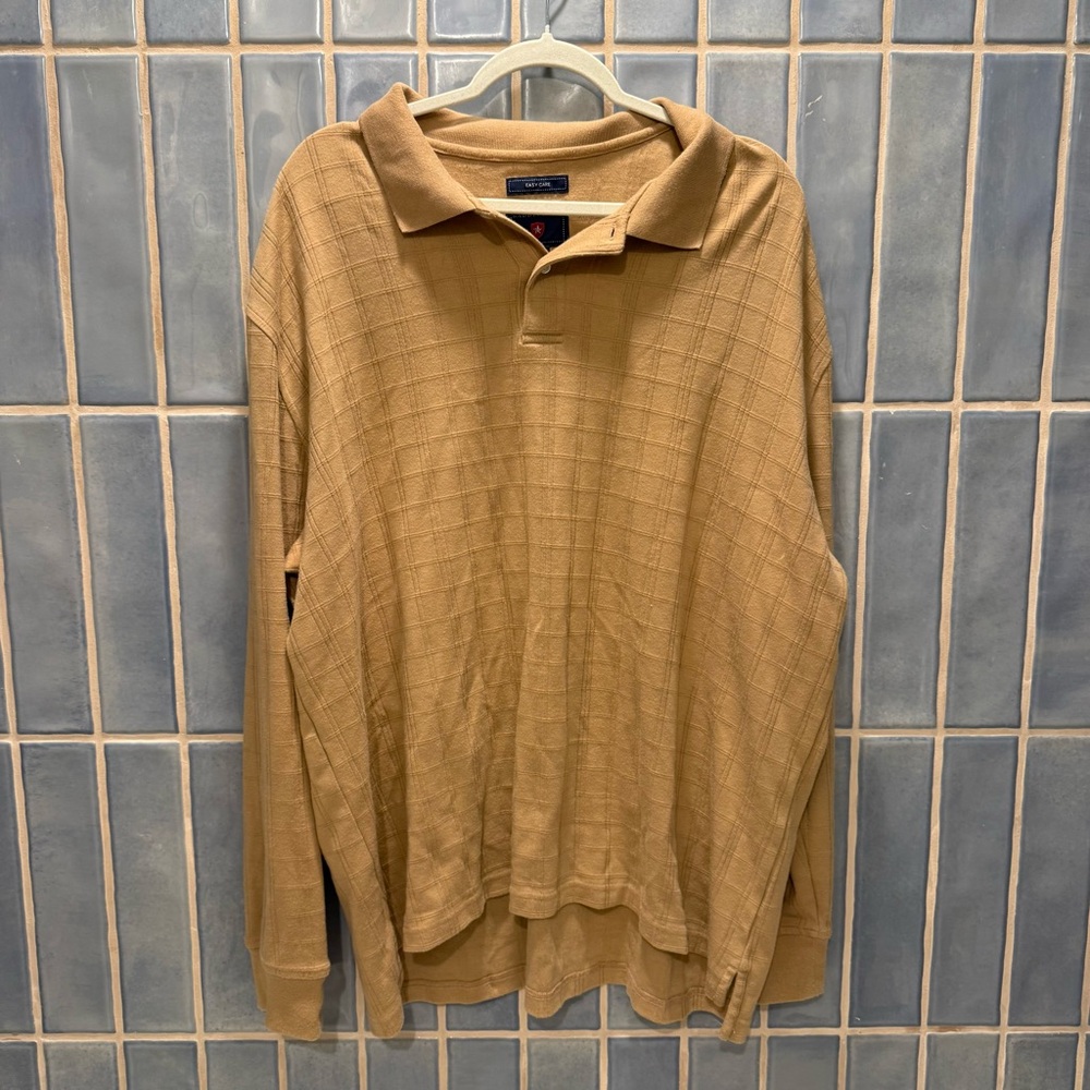 Saddlebred Men's Long-Sleeve Polo Shirt in Camel